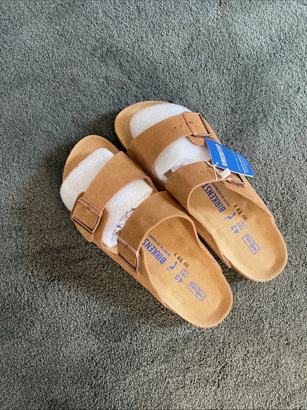 Birkenstock Arizona Two-Strap Sandals - Tan Suede M10 L12 NWT